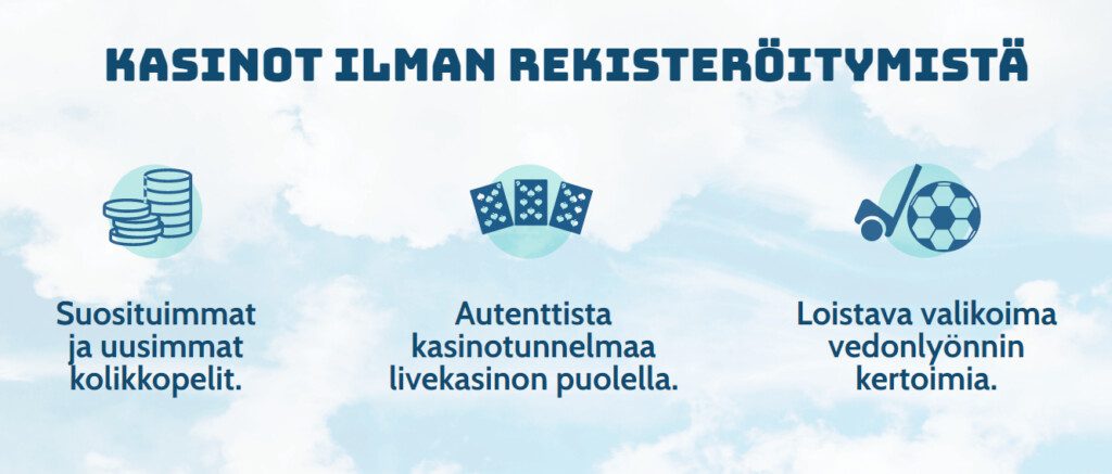 kasino ilman rekisteröintiä tarjoaa suuren pelivalikoiman